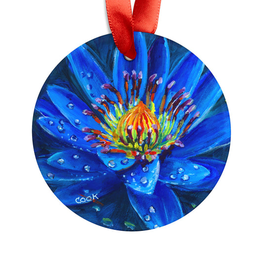 A Touch of Blue - Acrylic Ornament with Ribbon Ginger's Art and Gift Shop