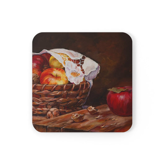 Apple and Walnuts - Cork Back Coaster Ginger's Art and Gift Shop