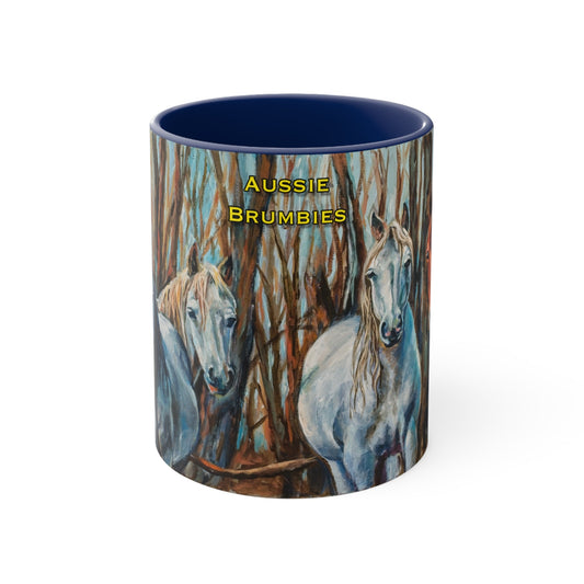 Aussie Brumbies - Accent Coffee Mug, 11oz, DP Ginger's Art and Gift Shop