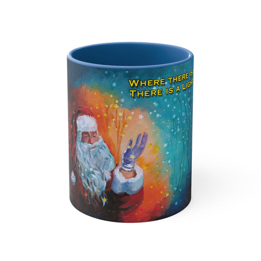 Sparkle Santa Dark and Light - Accent Coffee Mug, 11oz, DP Ginger's Art and Gift Shop