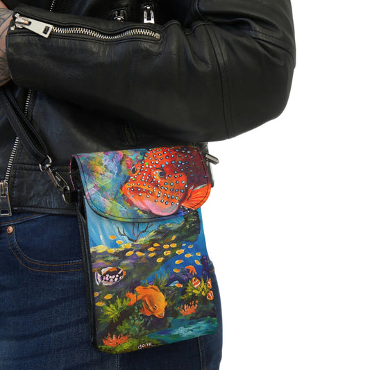 Under the Sea a Small Cell Phone Wallet Ginger's Art and Gift Shop