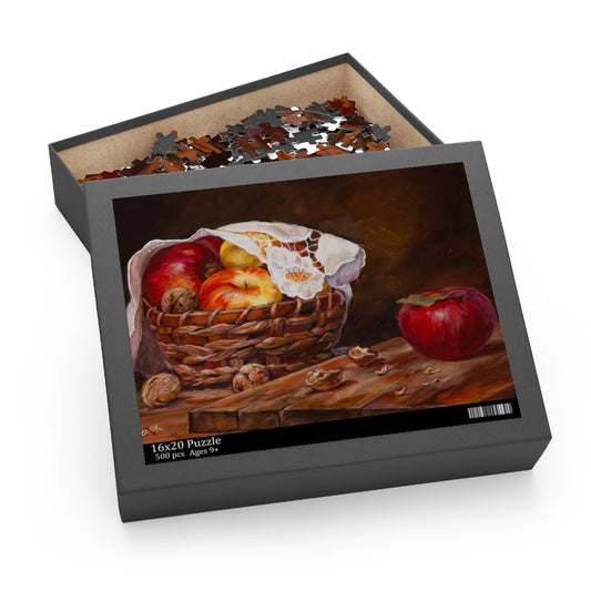 Wicker Basket with Apples and Walnuts Puzzle (120, 252, 500-Piece) Ginger's Art and Gift Shop