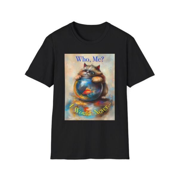 Playful Cat Graphic Tee - 'Who Me?' Coral Cotton Shirt - Unisex T-Shirt - Image 8