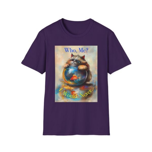 Playful Cat Graphic Tee - 'Who Me?' Coral Cotton Shirt - Unisex T-Shirt - Image 4