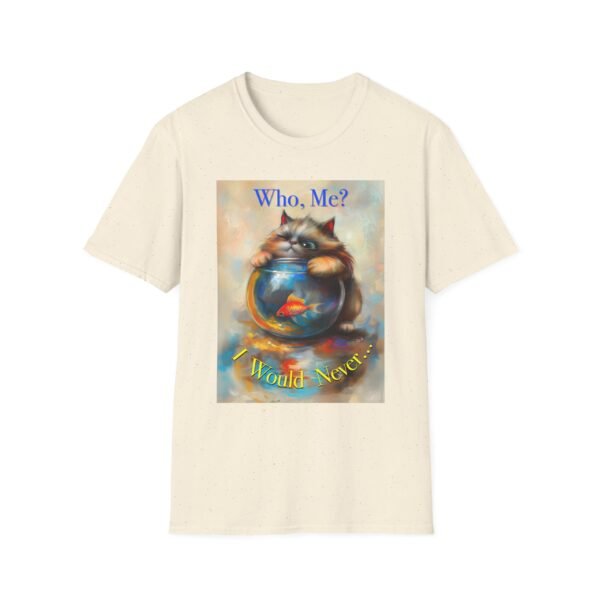 Playful Cat Graphic Tee - 'Who Me?' Coral Cotton Shirt - Unisex T-Shirt - Image 14