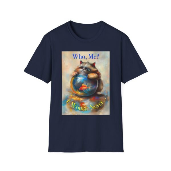 Playful Cat Graphic Tee - 'Who Me?' Coral Cotton Shirt - Unisex T-Shirt - Image 11