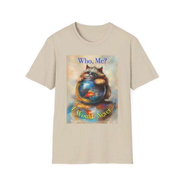 Playful Cat Graphic Tee - 'Who Me?' Coral Cotton Shirt - Unisex T-Shirt - Image 12