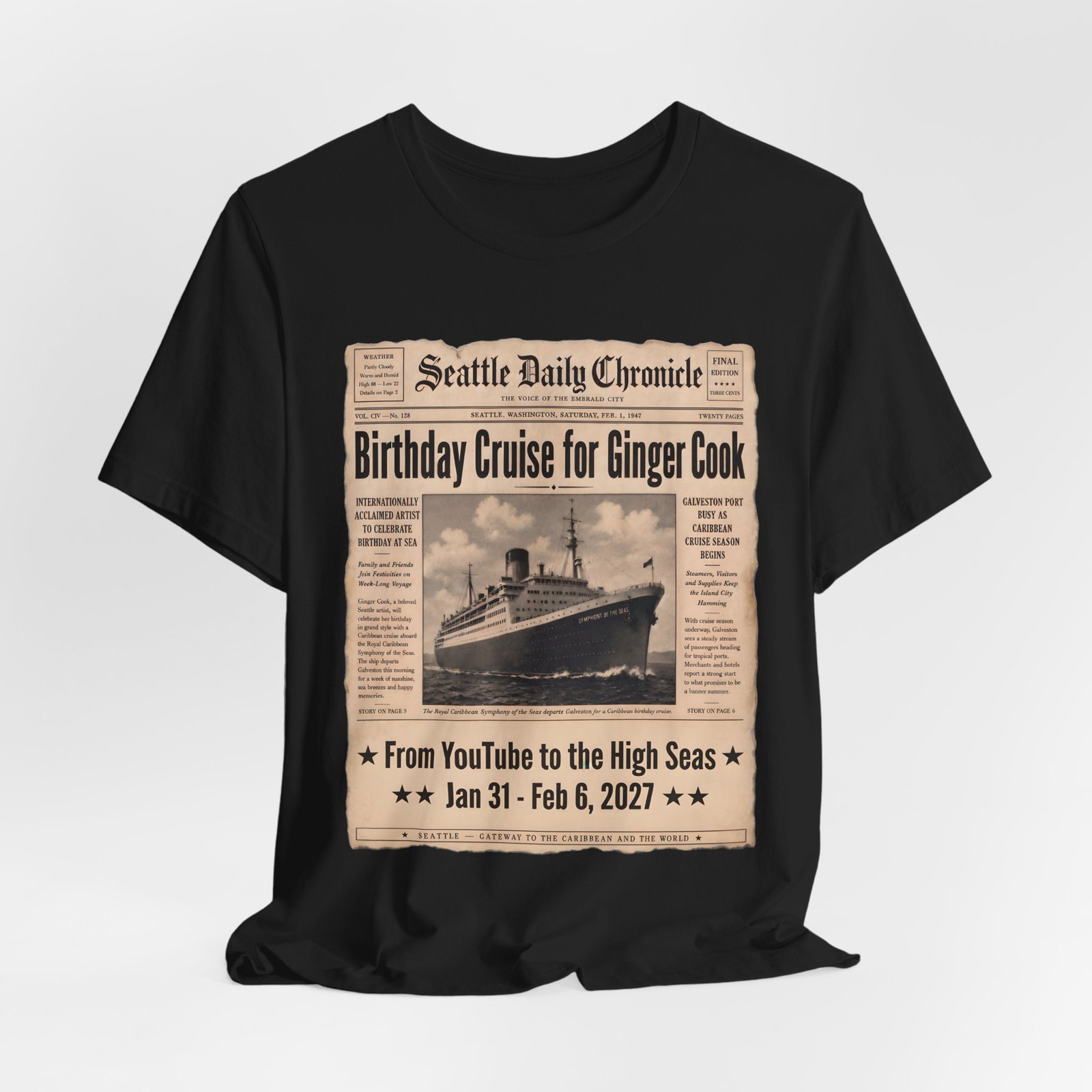 Ginger Cook 80th Birthday Cruise T-Shirt – Symphony of the Seas 2027 - Image 4